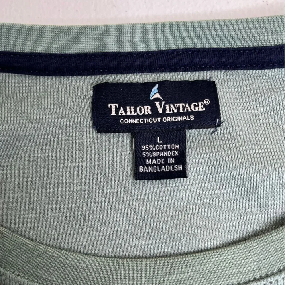 Tailor Vintage Round Neck Long Sleeve Performance Airotec Green Shirt Men Large